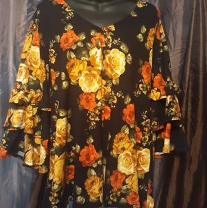 Velvet like Flower Blouse